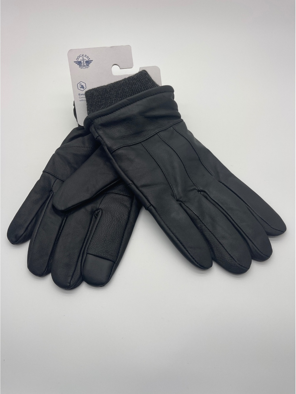 Dockers Men's Leather Gloves Size Large with Knit Cuffs
